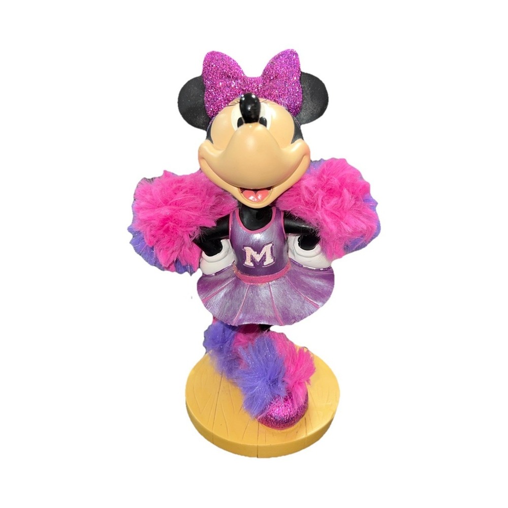 3N6/ Disney Minnie Mouse‎ Cheerleader Figurine Purple Pink Glitter Bow